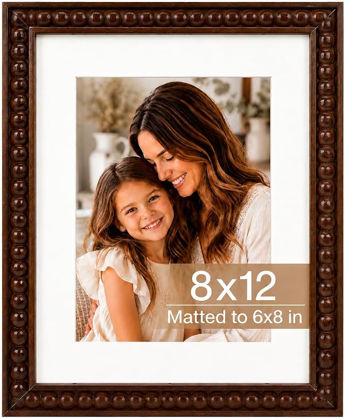Solid Wood 8x12 Picture Frame Beaded Frame by QOTIB