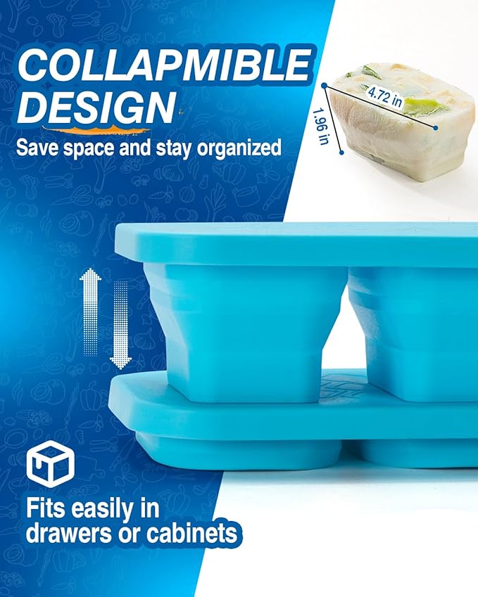 Silicone Freezer Trays With Lid, 2 Pack Collapsible Silicone Freezer Molds | - Image 2