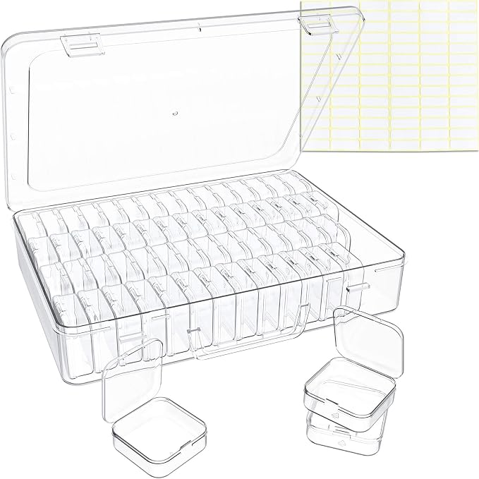 Bead Organizer Box, 60 Pack Small Clear Storage Boxes by HOXILOB