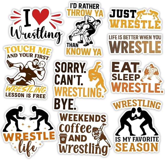 MAIANEY | 10PCS Wrestling Stickers Pack 3 Inch by Maianey