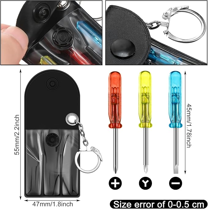 72 Pcs Mini Tape Screwdriver Keychain Set Christmas Men Gifts Bulk Adult Party Favors Multitool Pen Card Tool Measuring Keychains Stocking Christmas Stuffers for Men Dad (Yellow,Black)