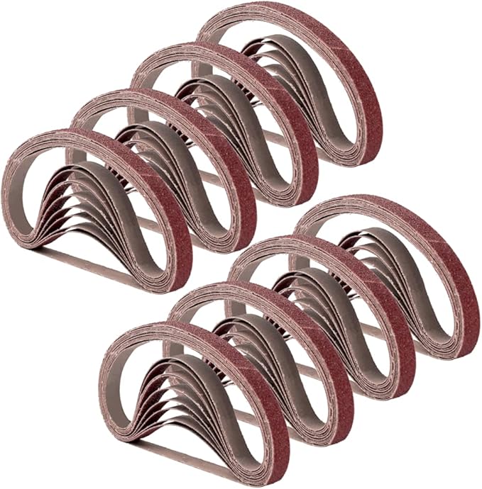 1/2 Inch x 18 Inch Sanding Belts, 8 Each of 60/80/120/180/240 Grits, Belt Sander Tool for Woodworking, Metal Polishing, 40 Pack Aluminum Oxide Sanding Belt
