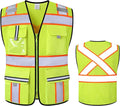 Class 2 Safety Vest with Zipper Front and multiple Pockets, High Visibility Vest, Meets ANSI/ISEA Standards