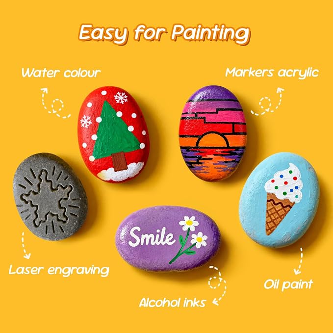 Simetufy 60 PCS Rocks for Painting, 1-2" Natural Flat DIY Painting Rocks - Image 5