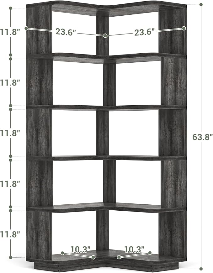 Armocity Corner Book Shelf, 6-Shelf L Shaped Corner Bookshelf - Image 3