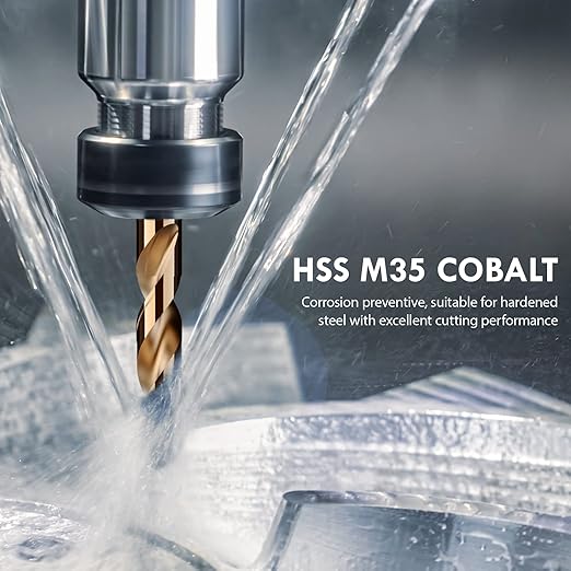 Metric 16Pcs M35 Cobalt Drill Bit Set, 3mm HSS Cobalt Jobber Drill Bits, for Hardened Metals, Stainless Steel, Cast Iron and Wooden Plastics