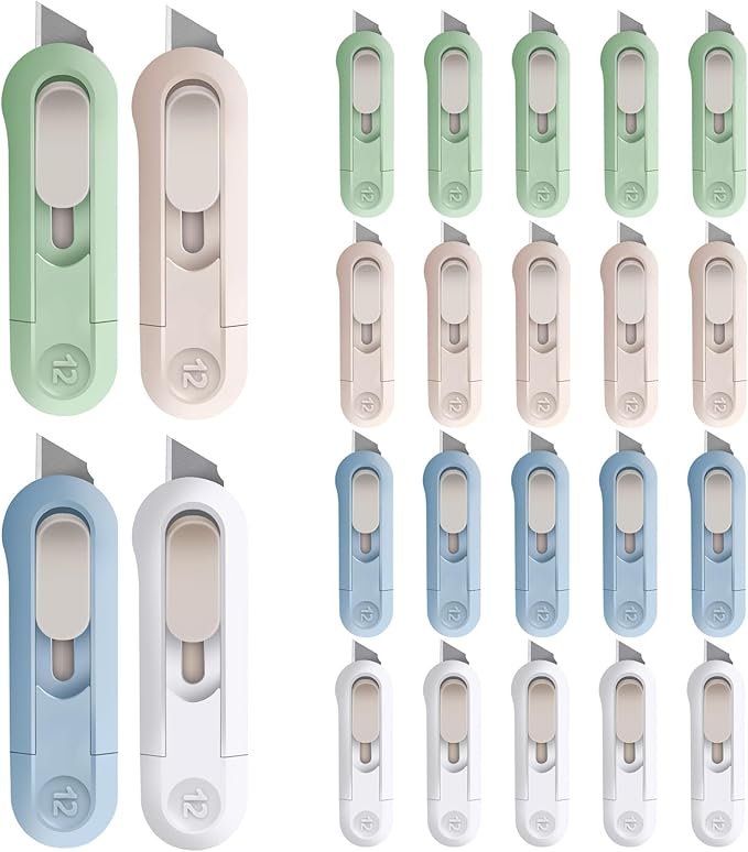DIYSELF 24 Pack Box Cutter Retractable, Small Utility Knife, Sharp Box Knife by DIYSELF