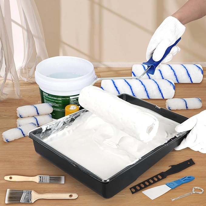 Paint Roller Kit with Extension Pole, 27 Piece Set, 2 to 4 Ft Pole, Paint - Image 7