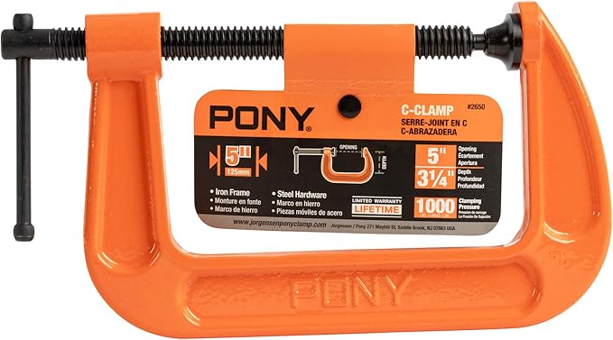 Pony Jorgensen 2650 5-Inch C-Clamp, Orange