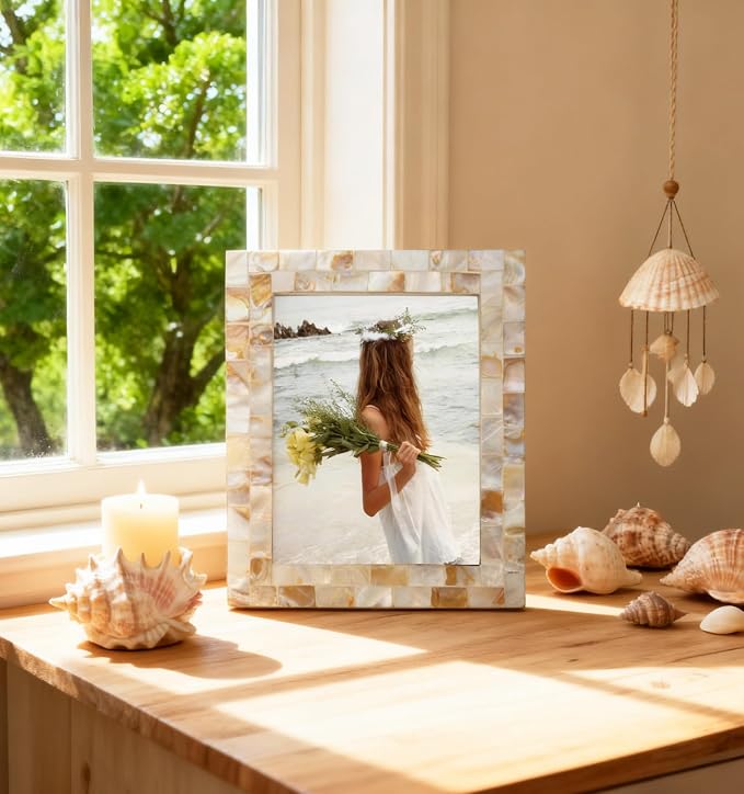 Natural White Picture Frame 8x10, Wedding Picture Frame, Wall Hanging or - Image 3