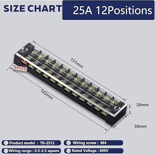 Terminal Block (8 Sets) 8Pcs 12 Positions Dual Row 600V 25A Screw Terminal Strip Blocks with Cover&8Pcs Pre-Insulated Barrier Termina Block Strip&96Pcs Insulated Fork Wire Connector