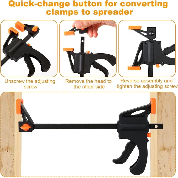 12 Pack 4 Inch Bar Clamps for Woodworking Quick Grip Clamps Trigger Clamp One - Image 4