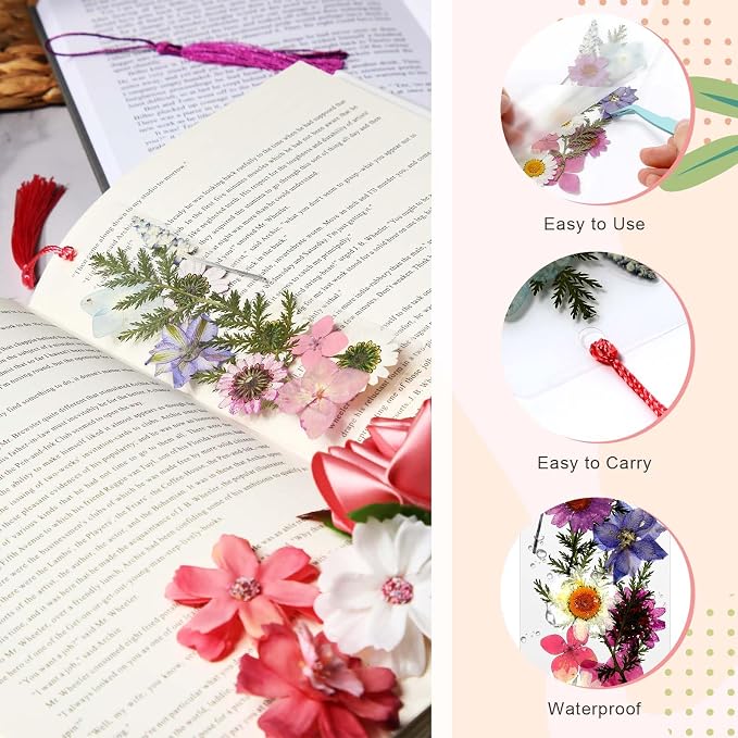 AmazingSpark 222 Pcs Dried Flower Bookmark Making Kit Include DIY Pressed - Image 5