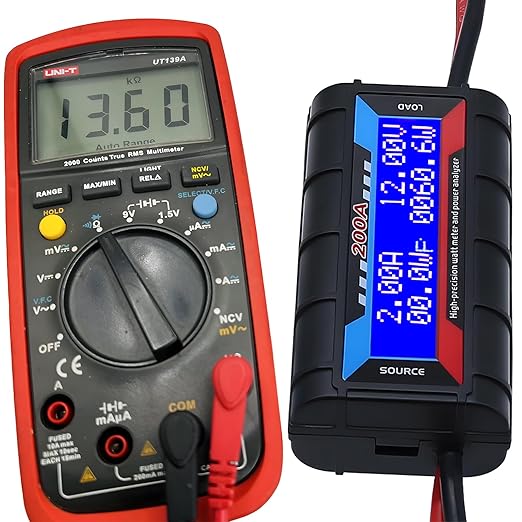 60V 200A Watt Meter Power - High Precision Power Monitor Power Consumption Meter Battery Analyzer Tester with Digital LCD Screen for RC Solar Wind Power Ebike(12000W) (60V200A)
