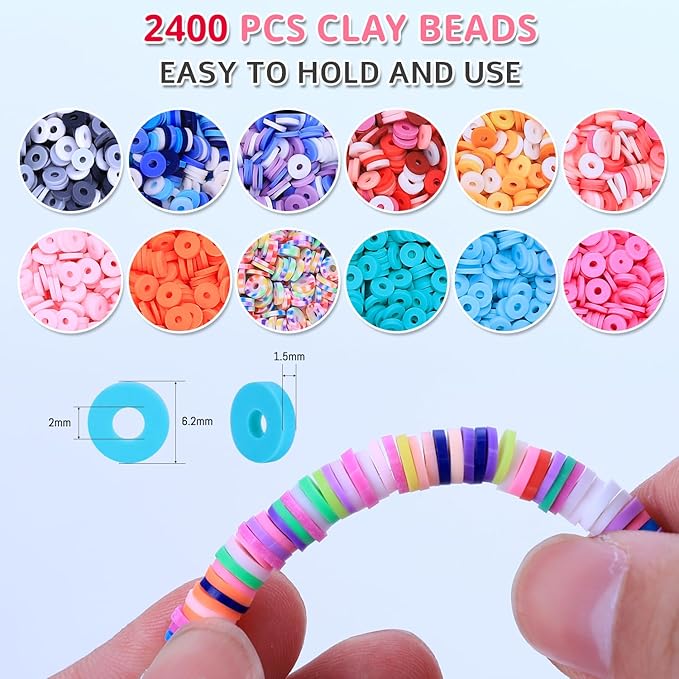 AIPRIDY 3200 Pieces Girls Toys Bracelet Making Kit, Unicorn/Mermaid Clay Beads - Image 2