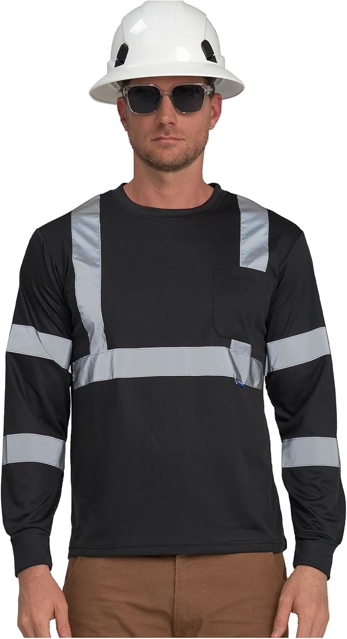 AYKRM Safety T Shirt Reflective High Visibility hi vis Long Sleeve T Shirt (XS-6XL)