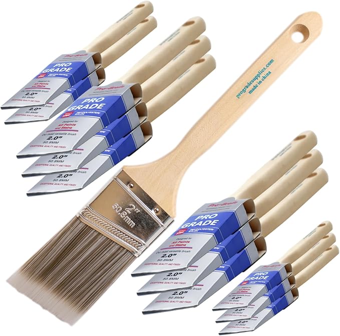 Pro Grade - Paint Brushes - 12Ea 2" Angle Brushes - Image 9