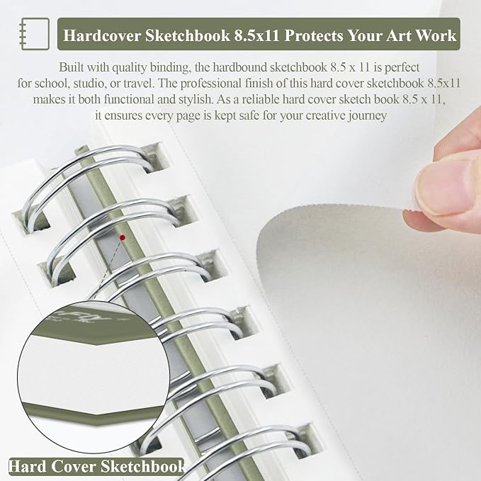 Sketch Book 8.5"x11", Spiral Sketchbook Pack of 2, SuFly 200 Sheets Acid Free - Image 4