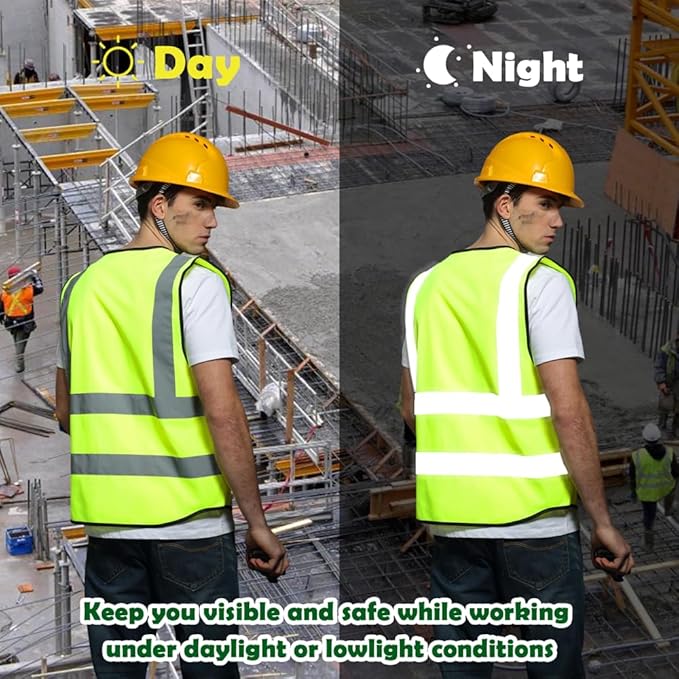BeautyWill Custom Logo 10/20 Pack Safety Vest Class2 High Visibility Vest with Pockets Breathable Construction Vest Bulk