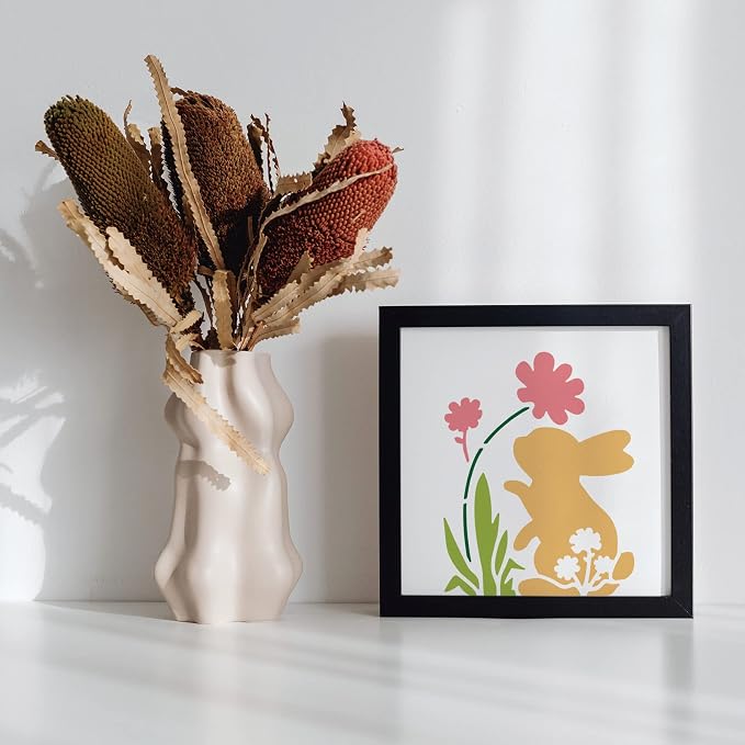 INFUNLY Easter Rabbit Stencil for Painting 11.8x11.8 Happy Spring Flower Wall - Image 4