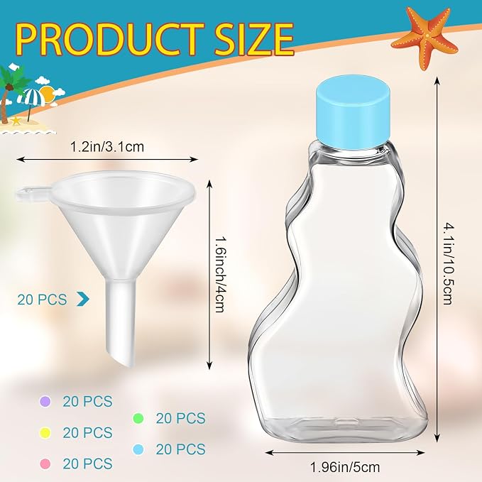 Nuenen 100 Pcs Sand Art Bottles Bulk Wave Shaped Plastic Bottles - Image 2