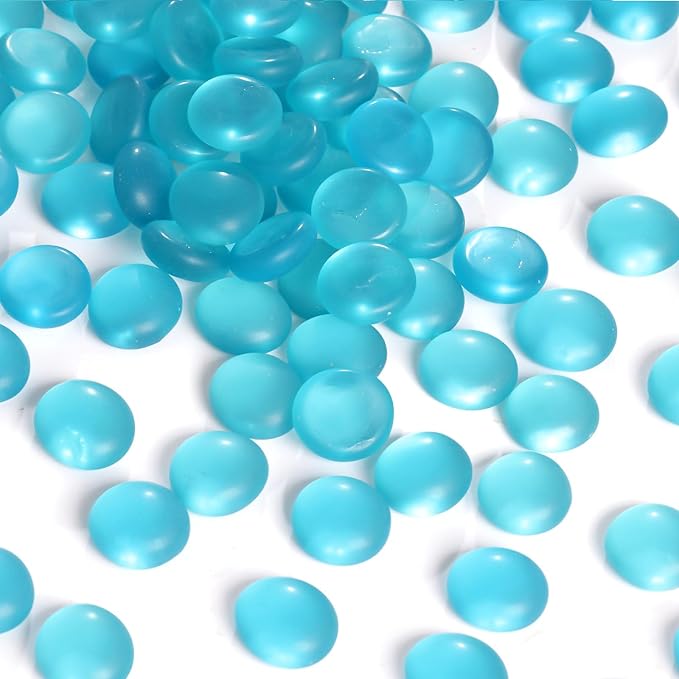 FUTUREPLUSX 1 LB Frosted Flat Marbles, Rocks Fish Tank Aquarium Decor, Table by FuturePlusX