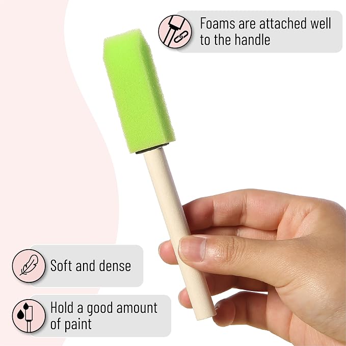 Bates- Foam Paint Brushes with Wood Handle, 1 Inch, 26 Pack, Sponge Brushes - Image 5