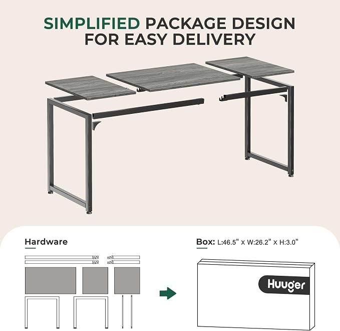 Huuger Computer Gaming Desk, 63 Inch Office Desk - Image 8