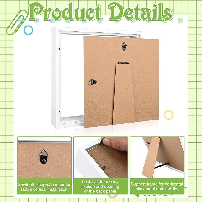 4 Pack 8 x 8in Shadow Box Picture Frame 3D Frames Shadow Box Square Acrylic - Image 3
