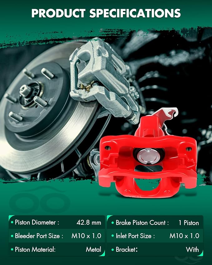 SCITOO 18B5081 18B5080 Disc Brake Calipers Assembly with Bracket Red Fit For Chrysler Town & Country 2008-2012,For Dodge Grand Caravan 2008-2012,For Ram C/V 2012,For Volkswagen For Routan 2009-2012