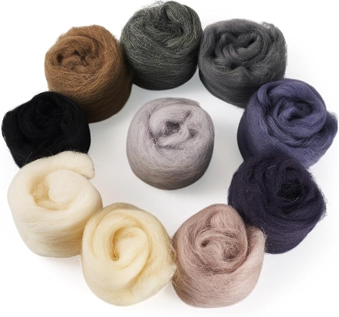 FASHEWELRY 1.76 oz Wool Roving for Needle Felting Kit 10 Colors Felting Wool - Image 8