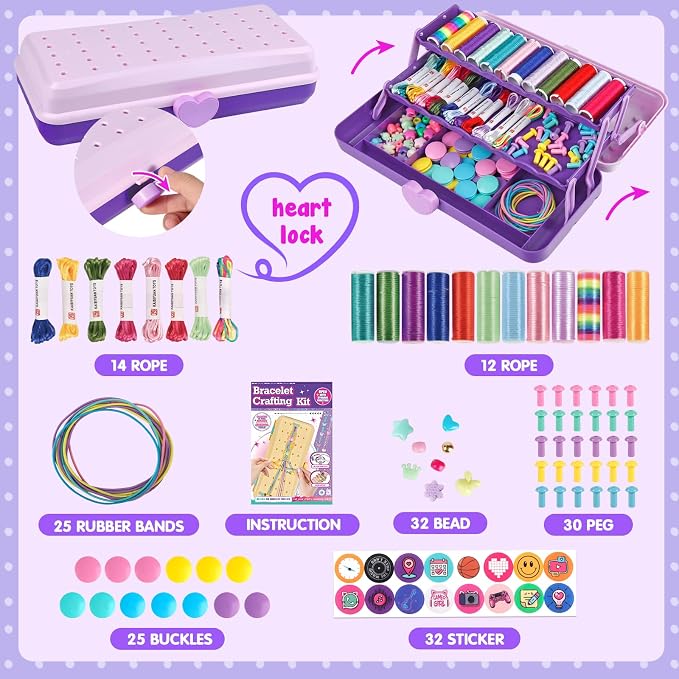 TingingYuli Friendship Bracelet Making Kit, 3-Layer Storage Box, Gift 6-12 | - Image 2