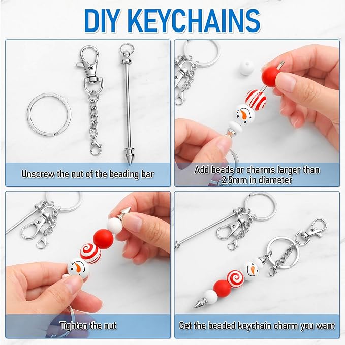 ROADPLUM 12 Pcs Beadable Keychain Bar, Alloy Blank Key Chain Accessories Bulk - Image 5