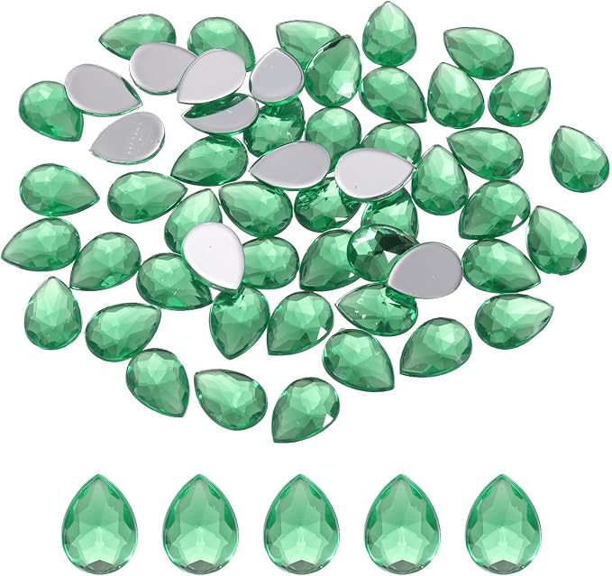 MECCANIXITY 50PCS Flat Back Acrylic Teardrop Gems 10x14mm Artificial Rhinestones by MECCANIXITY