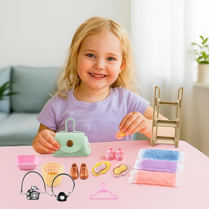 93 PCS Miniature Dollhouse Accessories Dollhouse Bathroom and Makeup Set - Image 7