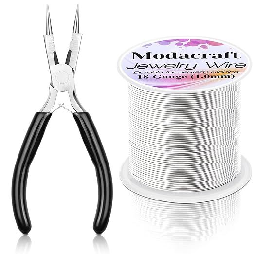 Modacraft 18 Gauge Silver Jewelry Wire & 4-in-1 Pliers Kit - 65FT Anti-Tarnish by Modacraft