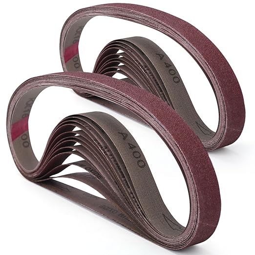 24 Pcs 1/2x18 Inch Sanding Belts, Replacement Knife Sharpener Sanding Belt Kit for Work Sharp Knife Tool Sharpener 60/80/120/180/240/400 Assorted Grits Sanding Belts for Belt Sander