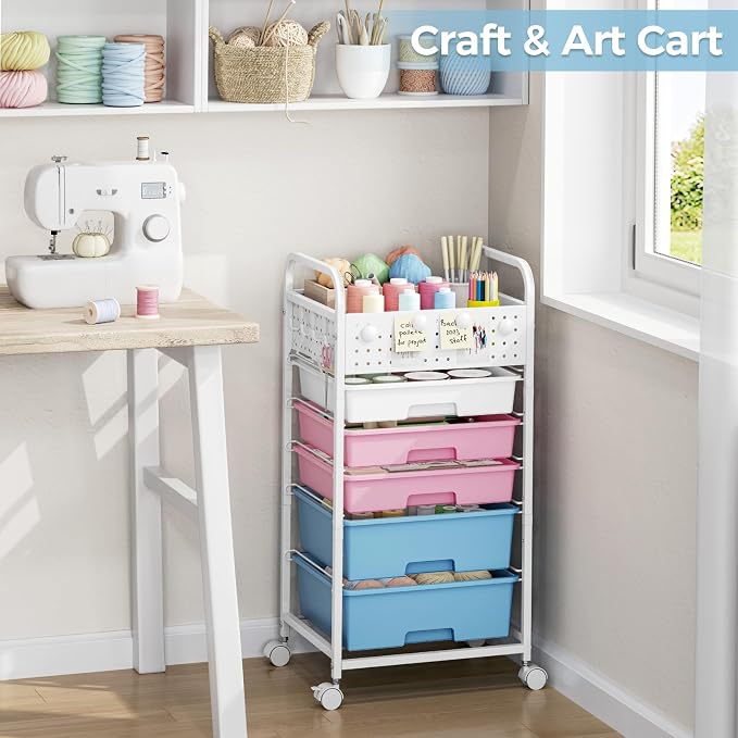 5 Drawer Rolling Storage Cart - Image 7