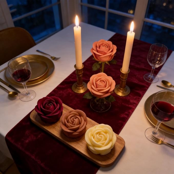 4 PCS Rose Candle Mold Silicone – Flower Shape - Image 6