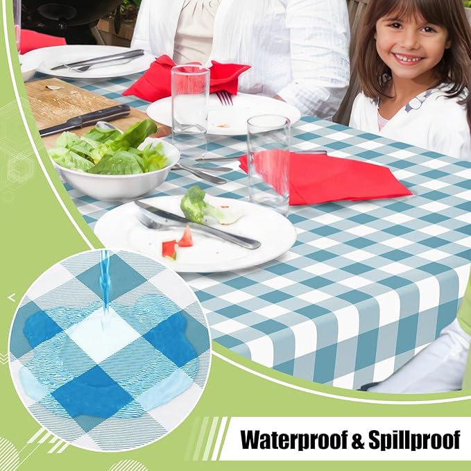 Smiry Rectangle Table Cloth, Waterproof Vinyl Tablecloth - Image 2
