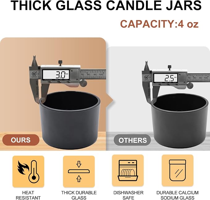 SHOWIN Thick Candle Jars for Making Candles 16 Pcs, 4 OZ Empty Jars - Image 2