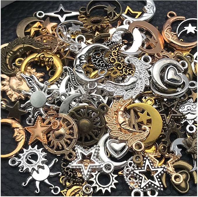 WOCRAFT 100pcs Sun Moon Star Charms by WOCRAFT