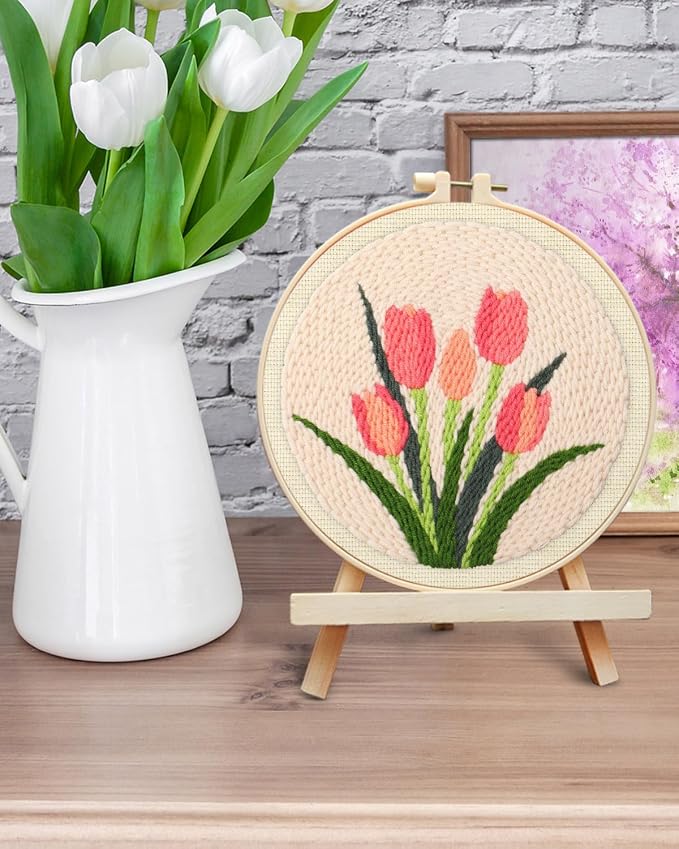 ERKOON Punch Needle Kit Beginners Adults, DIY Easy Flower Embroidery Set - Image 6
