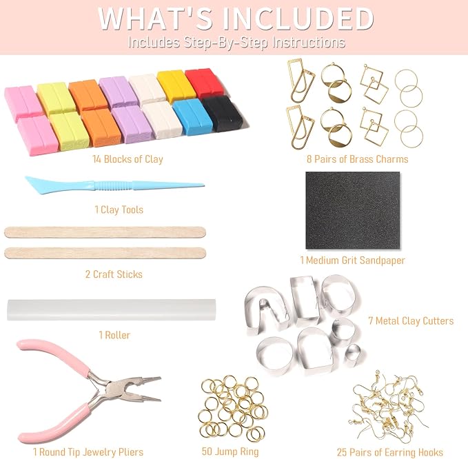 Patemby 135pcs Polymer Clay Earring Making Kit - Image 3