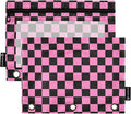 Checkerboard Pink Black Squares Pencil Pouch by BOENLE-WELCOMEYOURCOMING