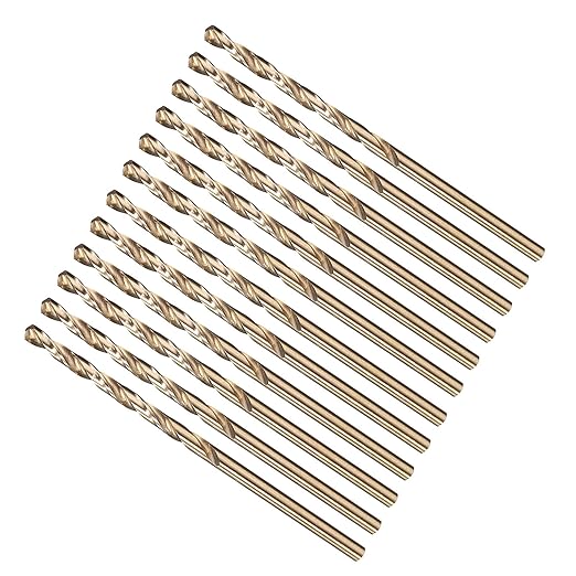 METALLIXITY Drill Bit (#31) 12Pcs, M2 High-Speed Steel Micro Number Bits Spiral Flute 135°Point Tip Gold Finish for Stainless Steel Iron Copper Aluminum Hard Metal
