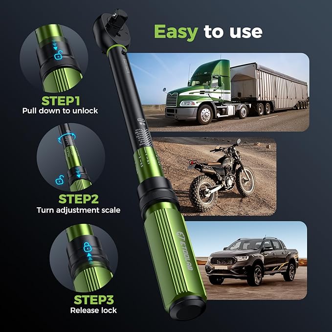1/2 Drive Click Torque Wrench Dual-Range【10-170.0ft.lb/13.60-230.5Nm】±3% Precision Torque Wrench 1/2 Drive, 72 Tooth Dual-Direction Adjustable Torque Wrench for Bicycle, Moto and Car Maintenance