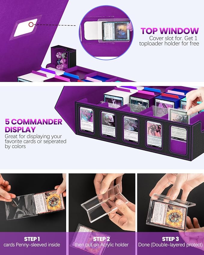 Trading Card Storage Box, 5 Row Card Deck Case - Image 3