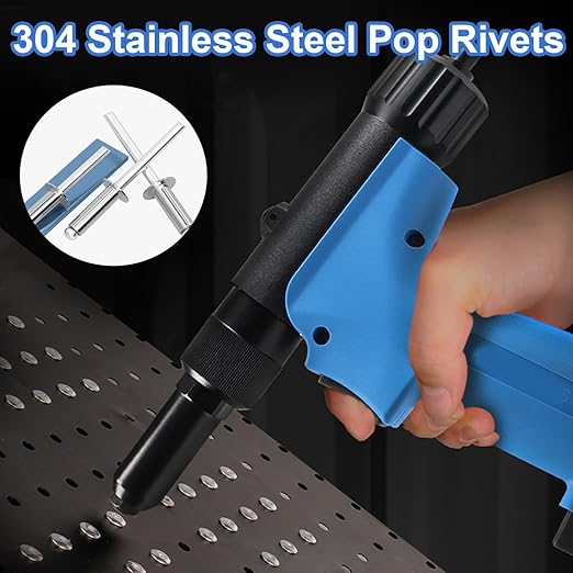 smseace 300Pcs Stainless Steel Pop Rivets Assortment Kit 8-Sizes Stainless Rivets(1/8" 5/32" 3/16") for Metal/Furniture/Automotive/Instruments Stainless Steel Rivets Set
