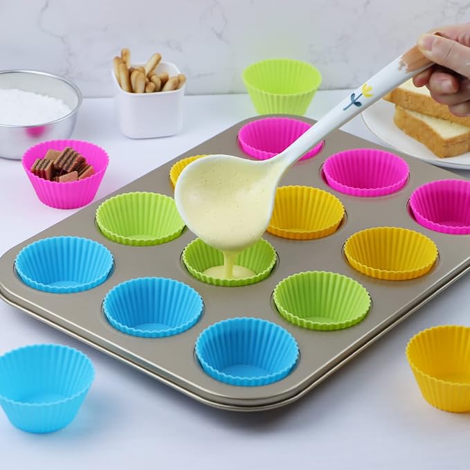 24Pack Silicone Muffin Cups, Reusable Cupcake Liners Molds - Image 2